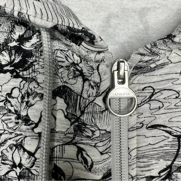 Athleta Grey Eden Floral Balance Zip-Up Hooded Sweatshirt Size 2X - Picture 6 of 10